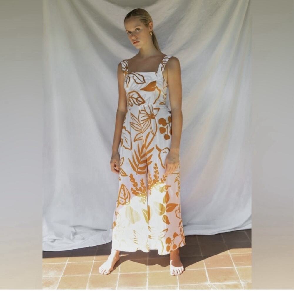 Gillia Jaci Jumpsuit Womens XS NEW Handmade Rayon Tropical Resort Boho Wide Leg